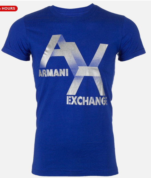 ARMANI EXCHANGE Blue Silver AX LOGO Short Sleeve Slim Fit Designer T-shirt NWT