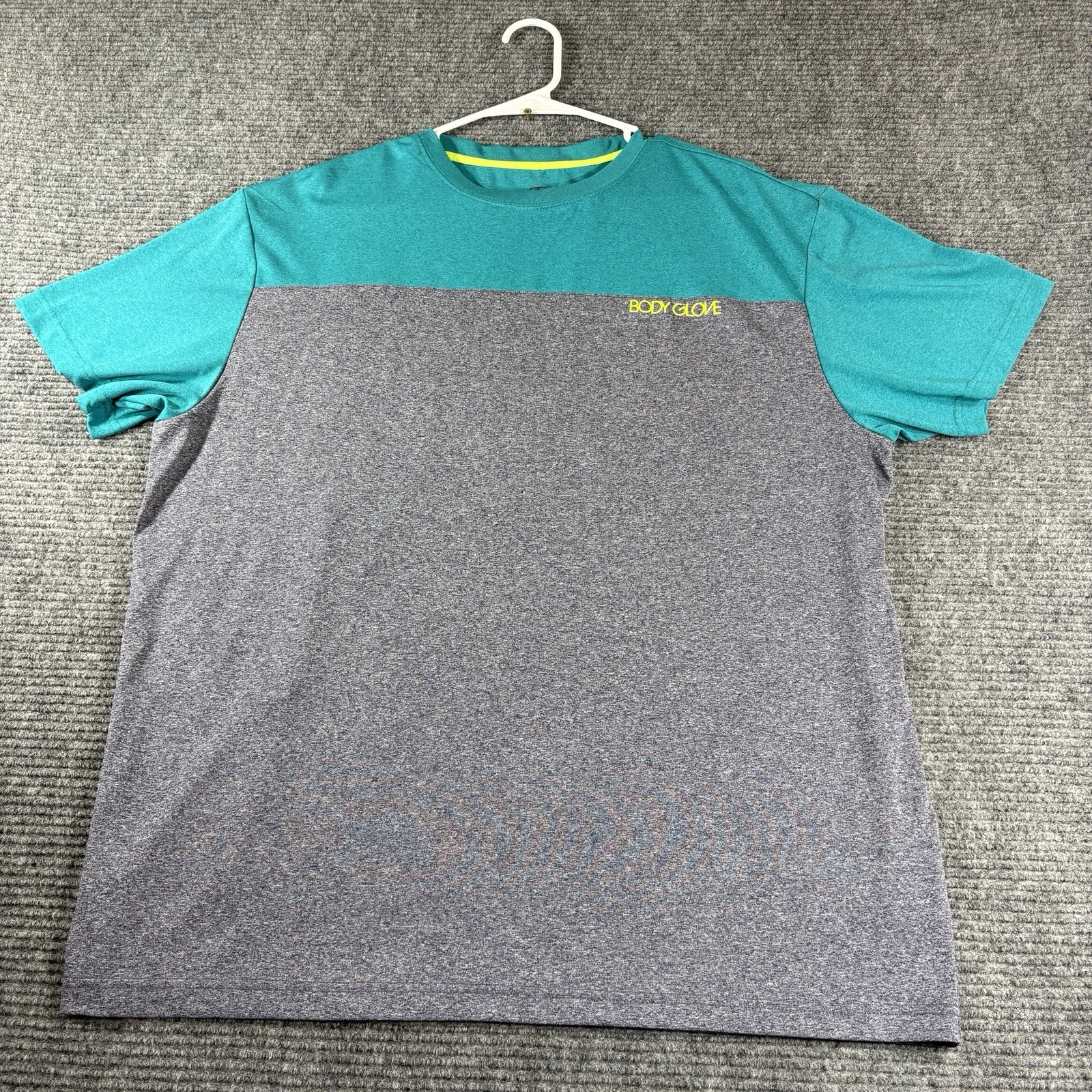Body Glove shirt men’s L short sleeve teal gray color block 100% poly