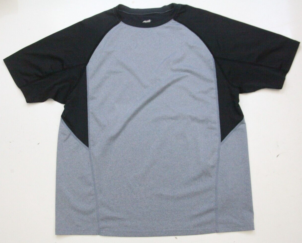 Large Avia Gray Black Polyester Spandex Men’s T-Shirt Short Sleeve Mans 1-234