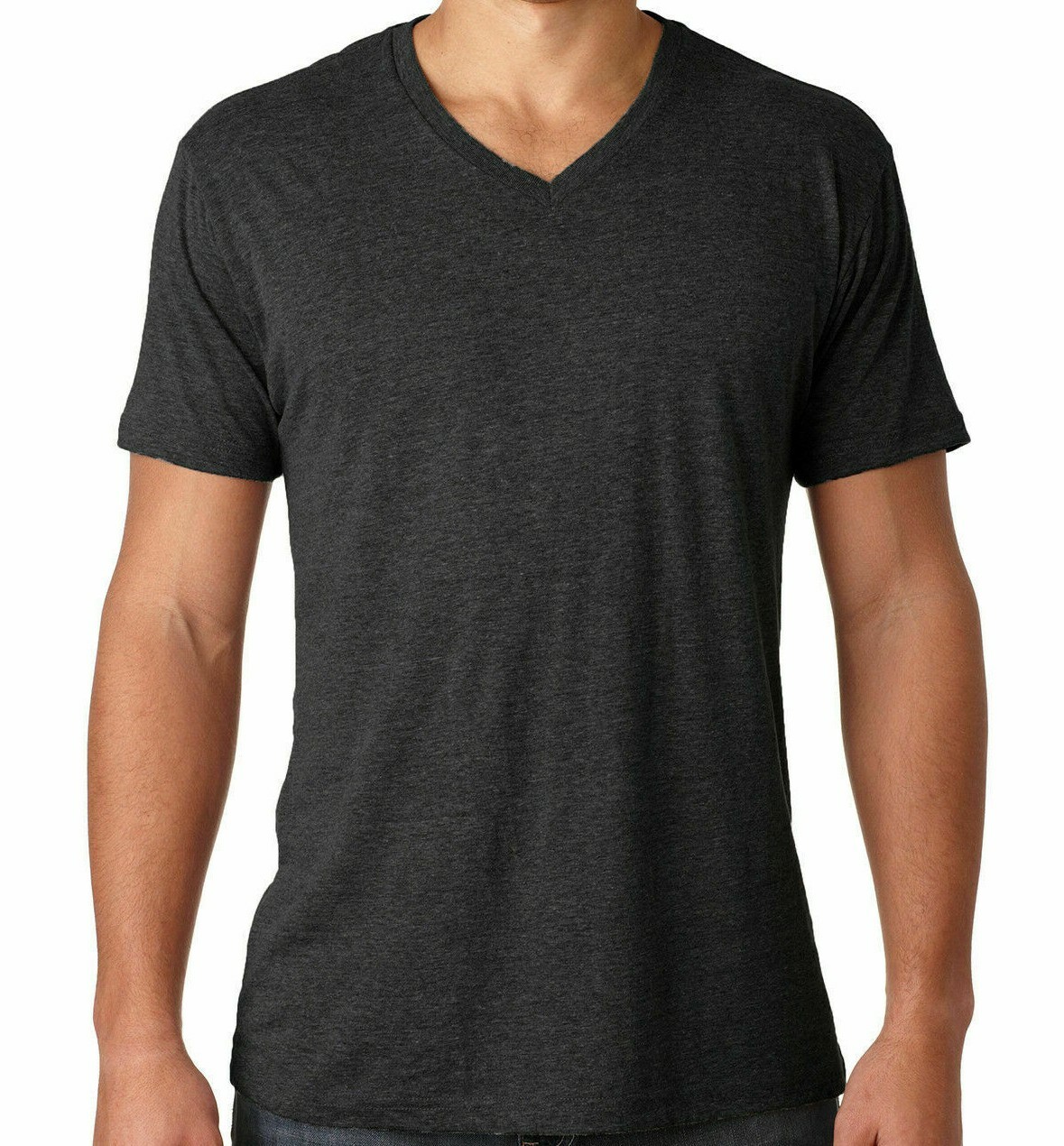 2 Pack Men’s T shirt -Next Level Tri-Blend V-neck tee shirt Vintage Black #6040