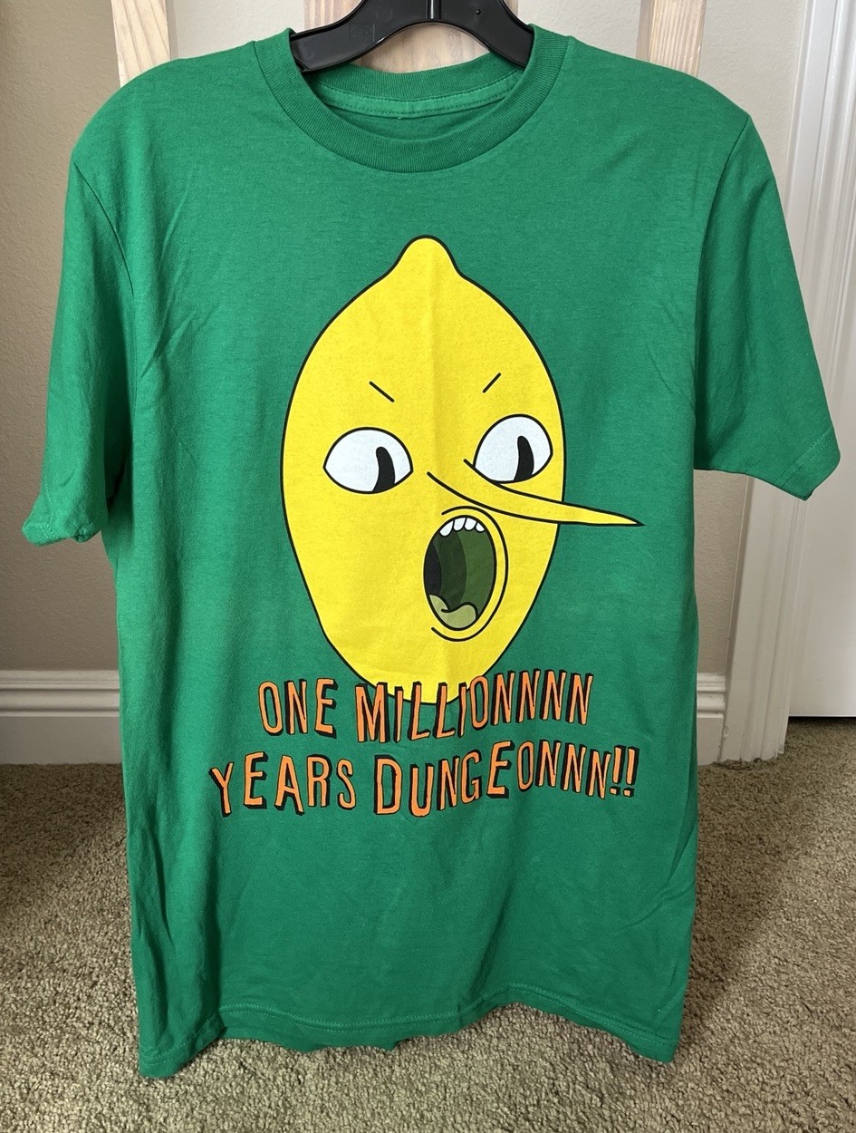 Adventure Time Earl of Lemongrab One Million Years Dungeon Green T-Shirt – Sz M