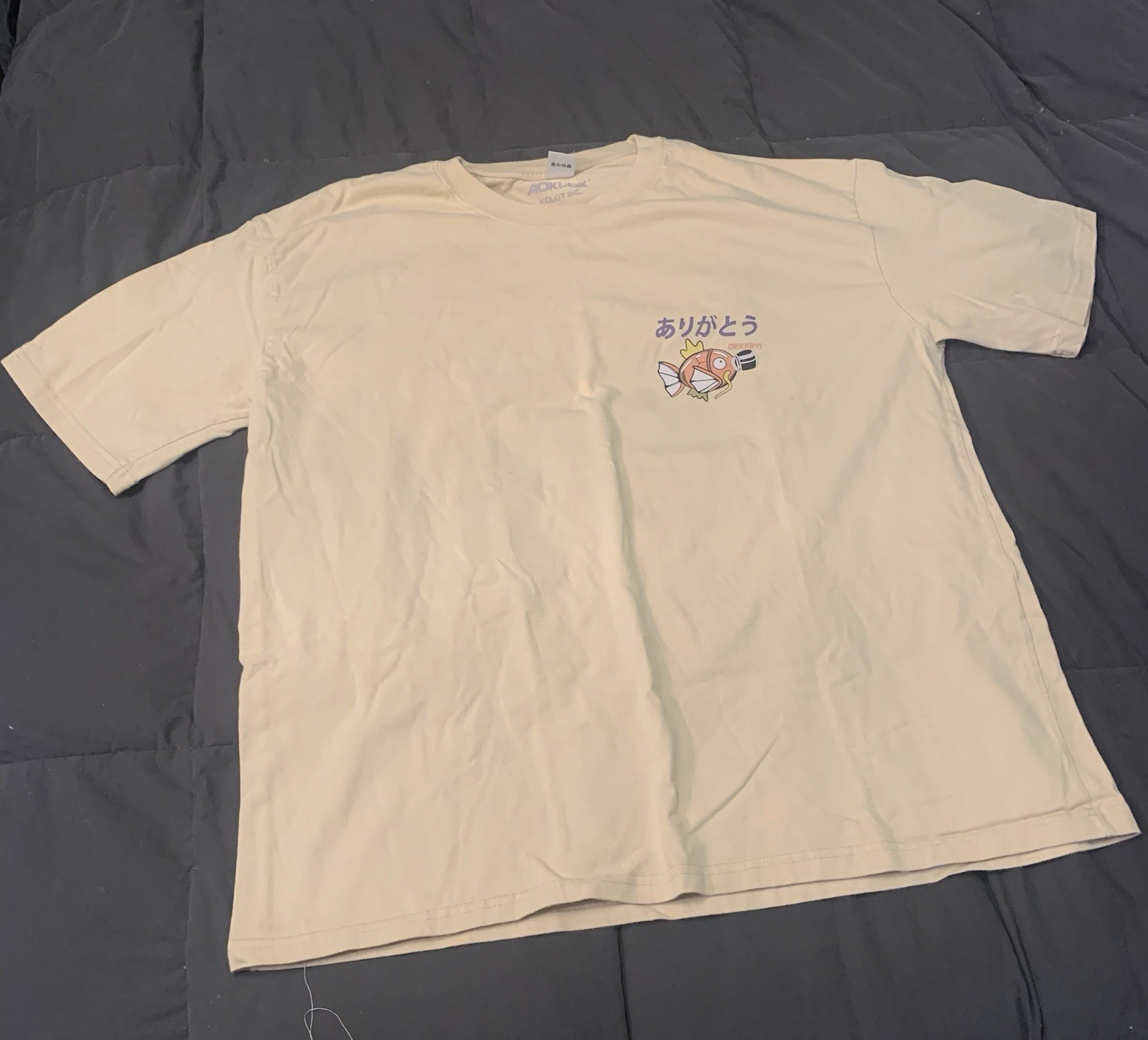 AOKLOK Ramen & Fish Are Delicious Japanese Graphic T Shirt Beige Size US M/CN L