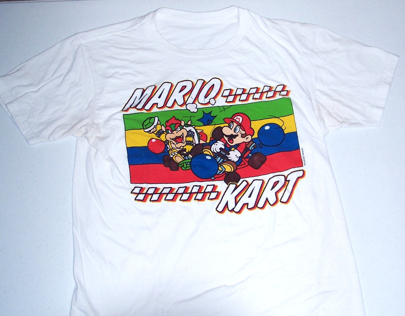 MARIO KART – Video Game T-Shirt White Size L Super Mario Bros. Nintendo