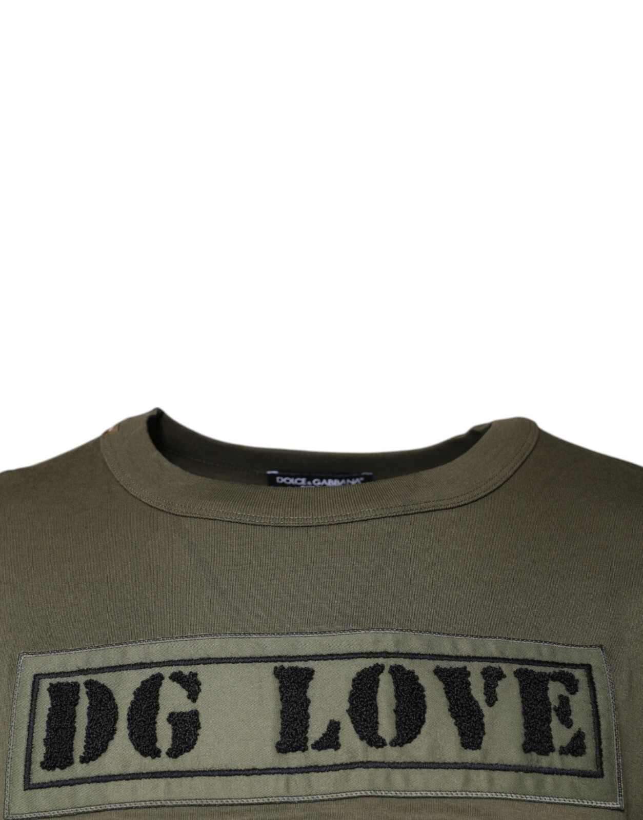 DOLCE & GABBANA T-shirt Army Green DG Love Cotton Crew Neck IT48/US38/M 520usd