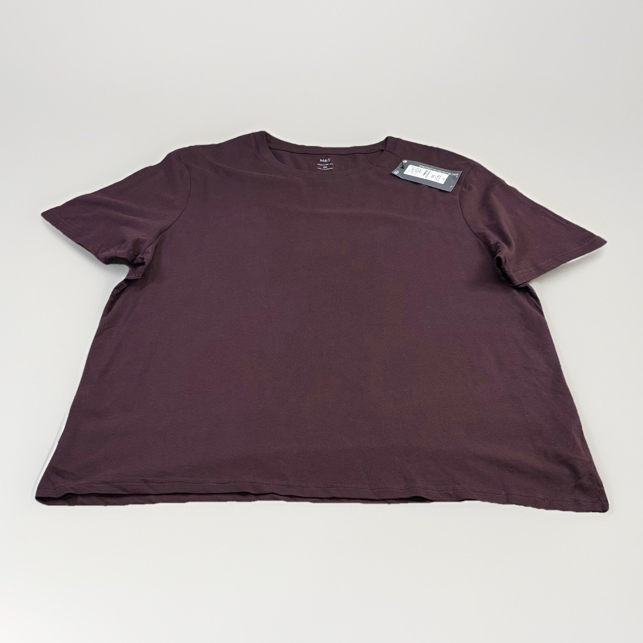 M&S T Shirt 2XL Regular Fit Mens Dark Burgundy New With Defects XXL 47-49in
