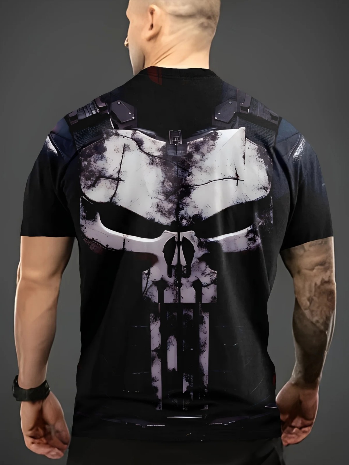 Cool The Punisher T-Shirt Mens Tee Military Skull Streetwear 3D Print Shirt