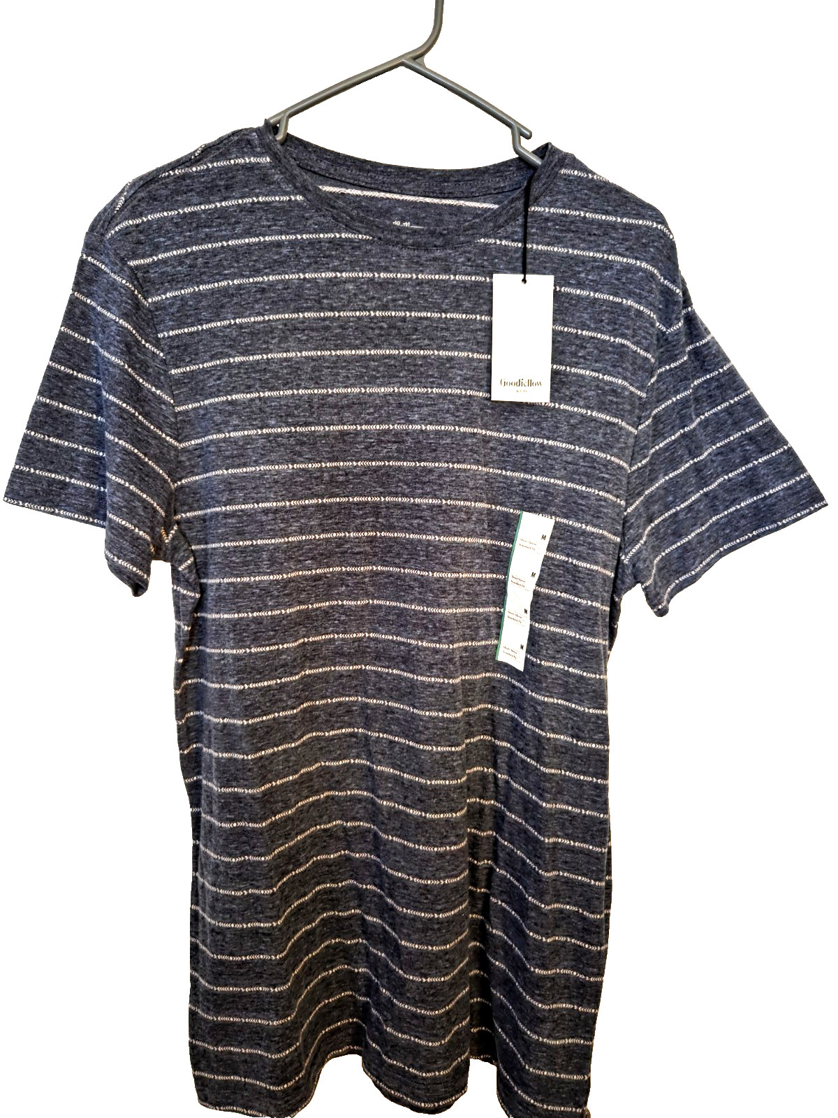 Med Blue Striped Short Sleeve Crew T-Shirt Goodfellow & Co Standard Fit Mens NWT