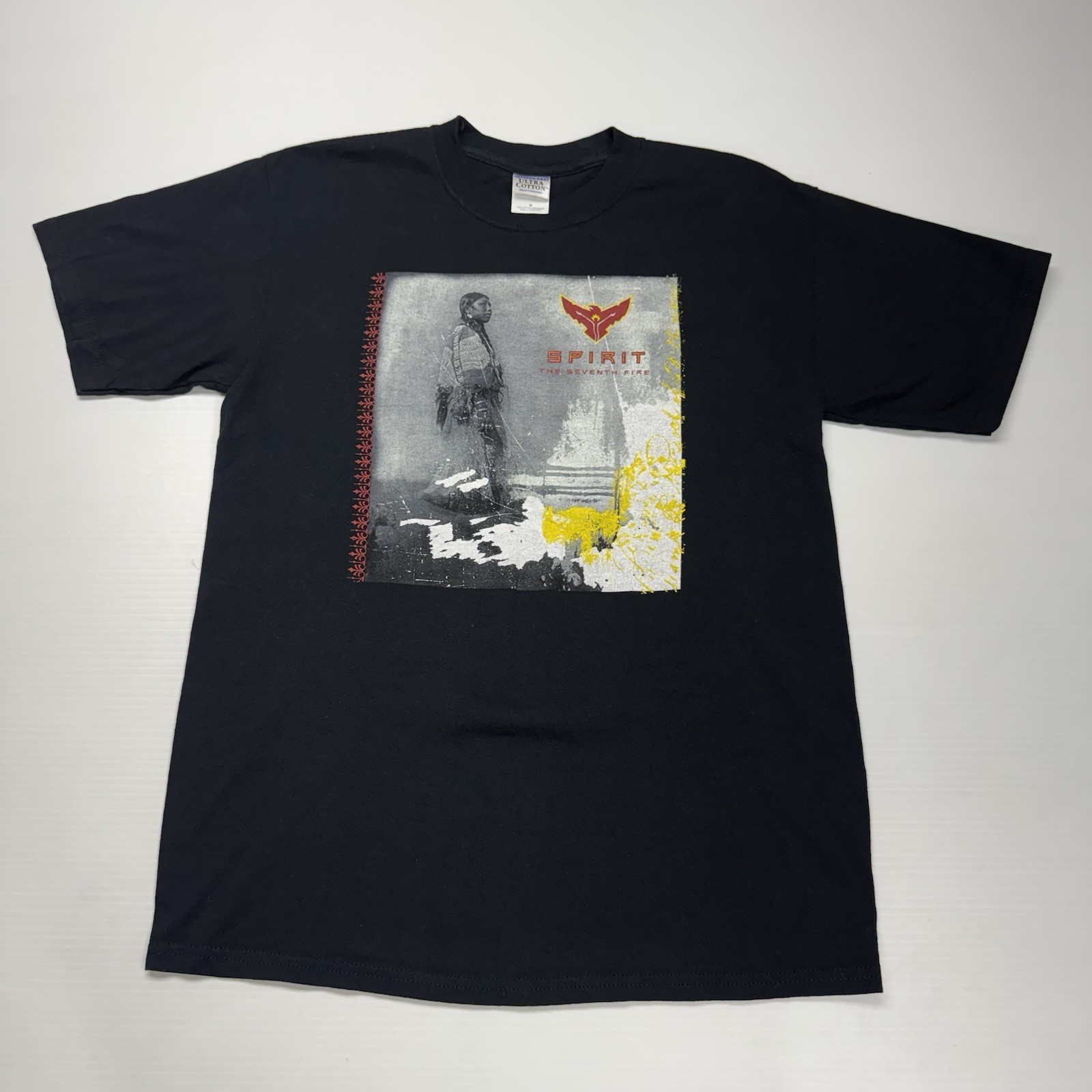 Vtg Movie Promo Spirit The Seventh Fire Mens Shirt M Black Native American Retro