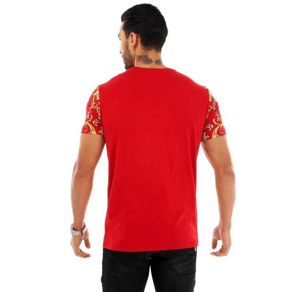Avenue George V Paris T-Shirt Black Panther Rhinestone Men’s Red Shirt