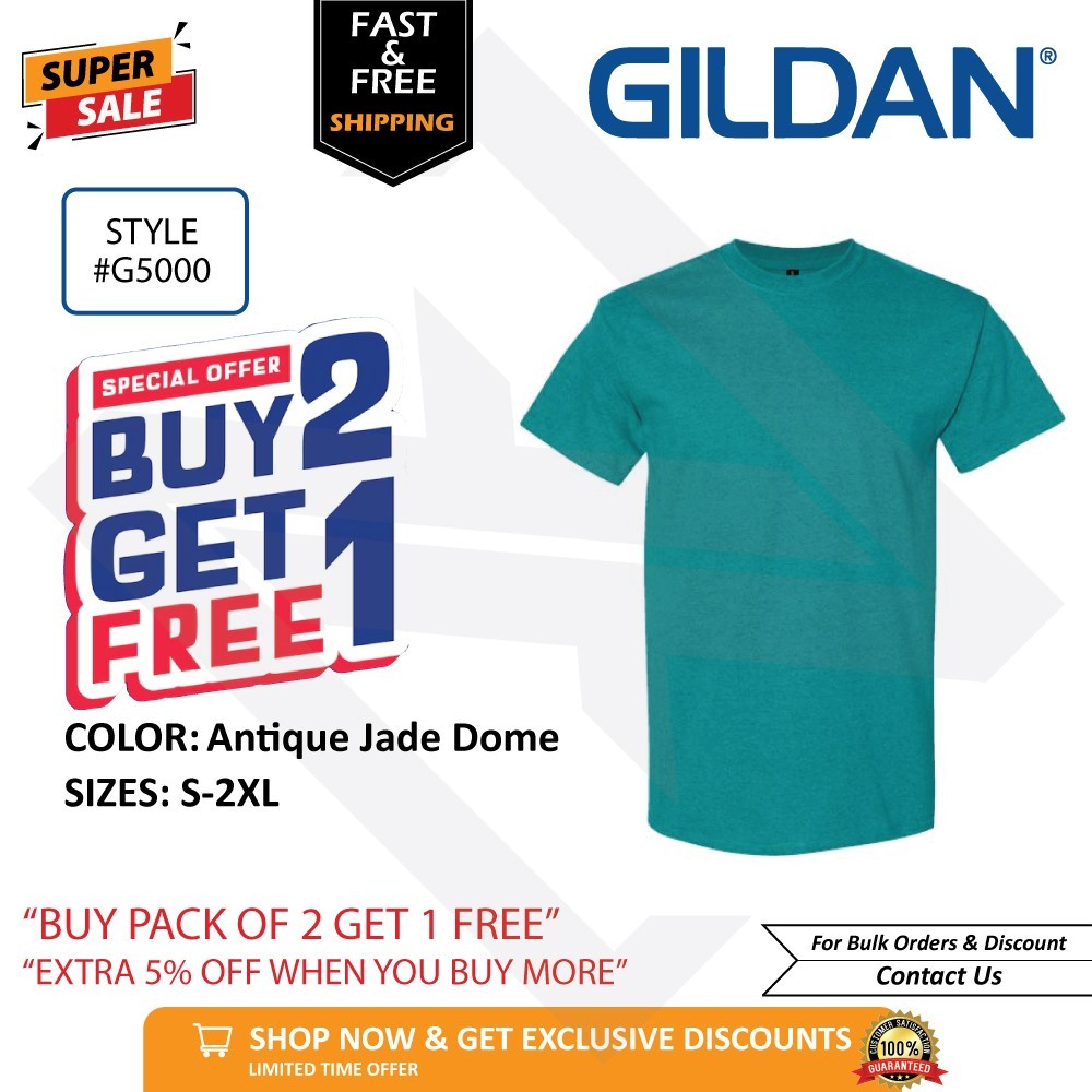 Gildan G500 Heavy Cotton Unisex T-Shirt Blank Tee S-2XL Buy 2 Get 1 FREE!