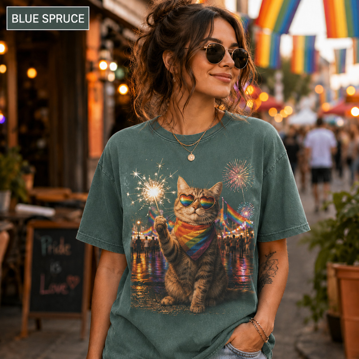 Rainbow Pride Cat T-Shirt LGBTQ Celebration Graphic Tee