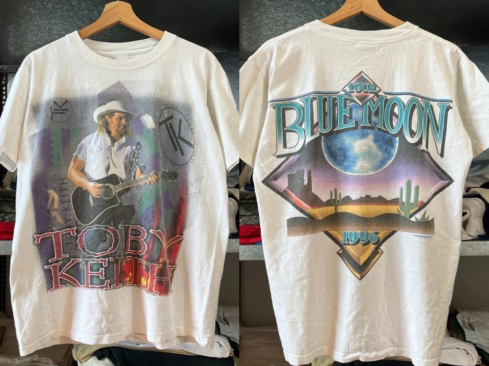 Toby Keith Blue Moon Tour White T-shirt Size Country Music MC1047