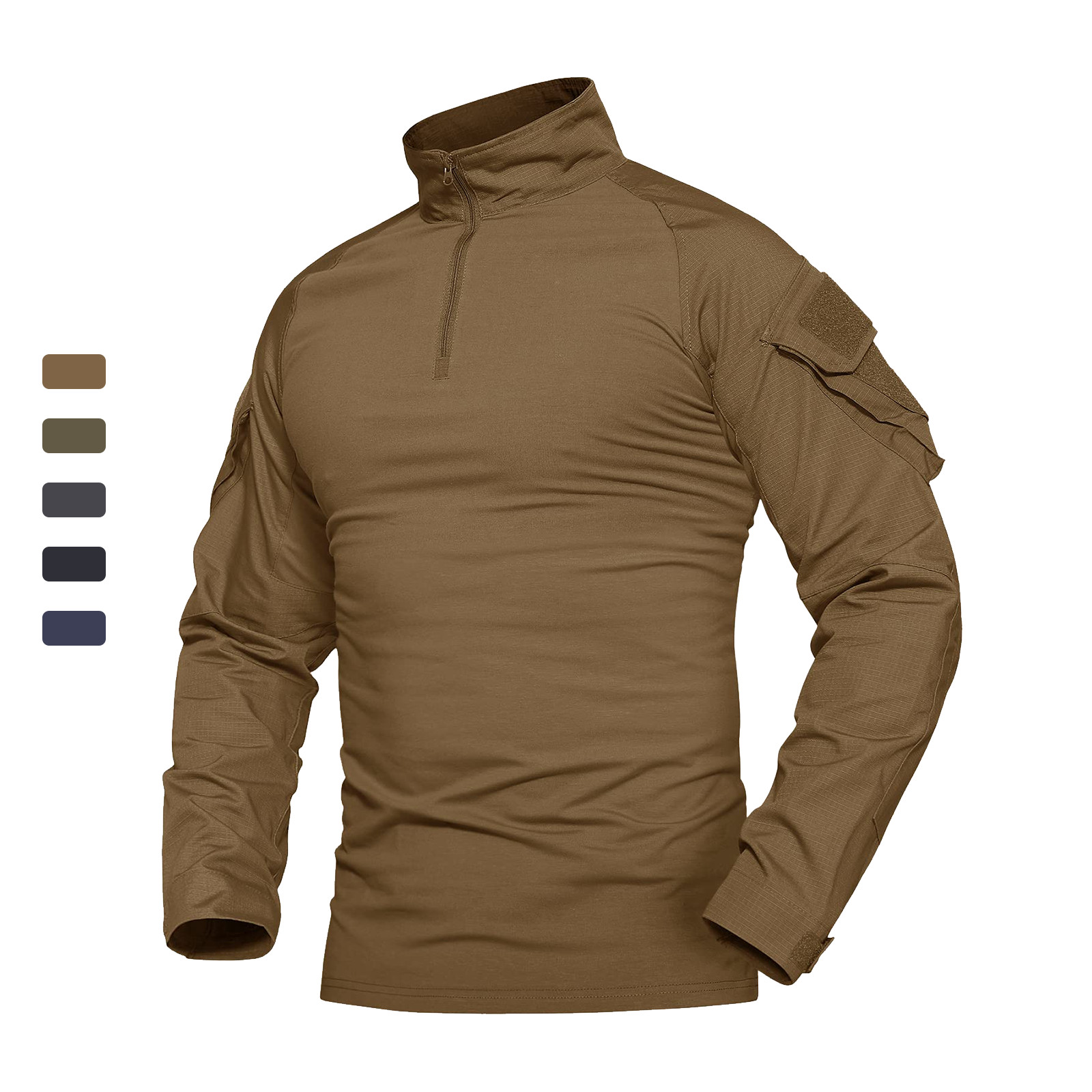 Mens Shirts Atheletic Training Outdoor 1/4 Zipper Long Sleeve Shirt with Pockets