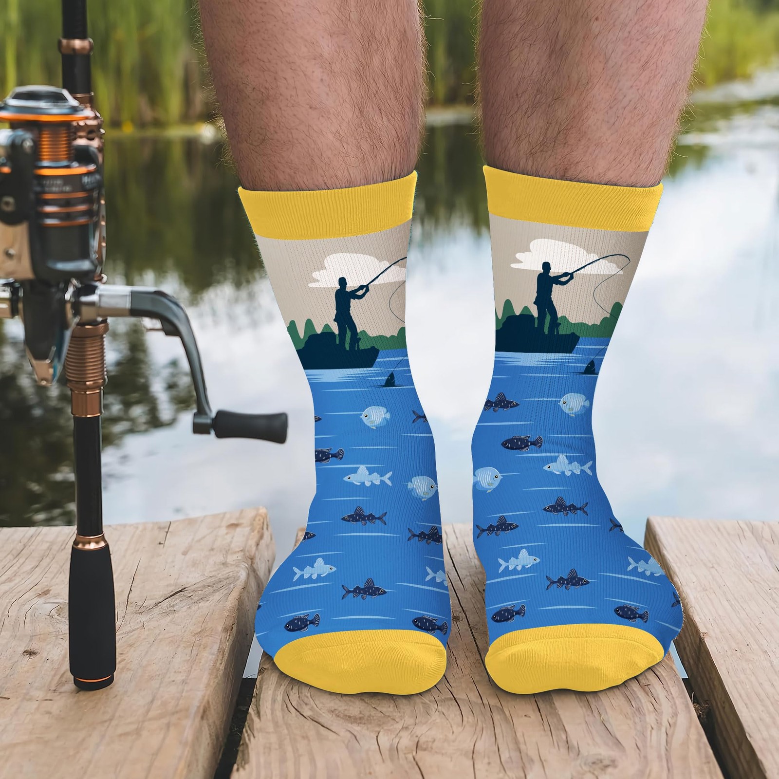 Fishing Gifts For Men – Comfy Socks With Fly Fishing Accessories Design, Perf…
