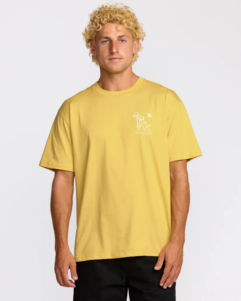 Billabong So Far Regular Short Sleeve T-Shirt Yellow L NWT