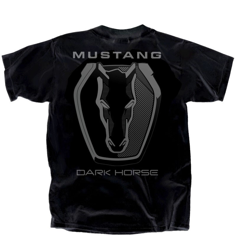 Ford Mustang Dark Horse Pony Black Graphic Cotton T-Shirt Official Licensed