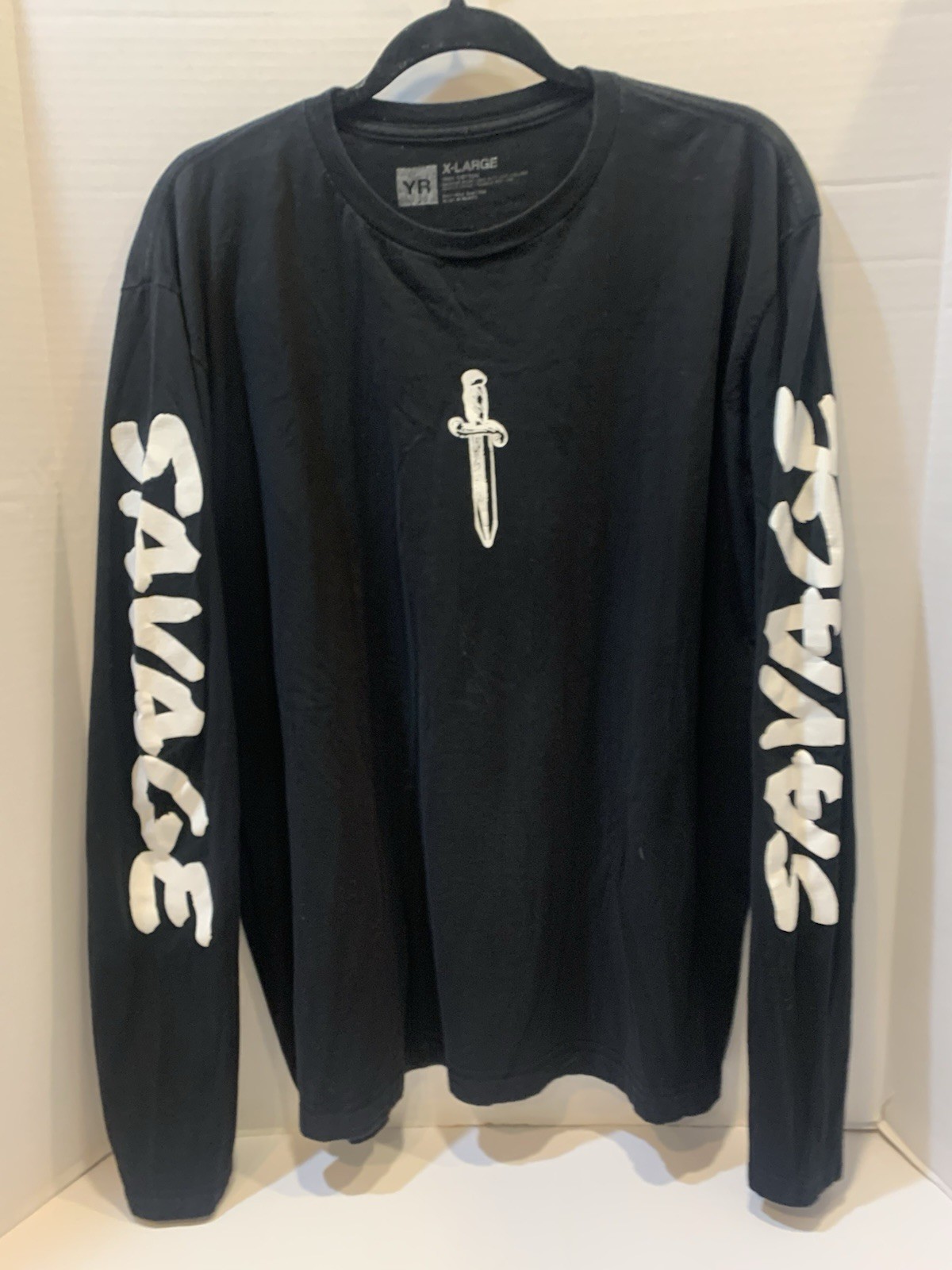 Young and Reckless 21 Savage Long-Sleeved Mens T-Shirt Size XL Black And White