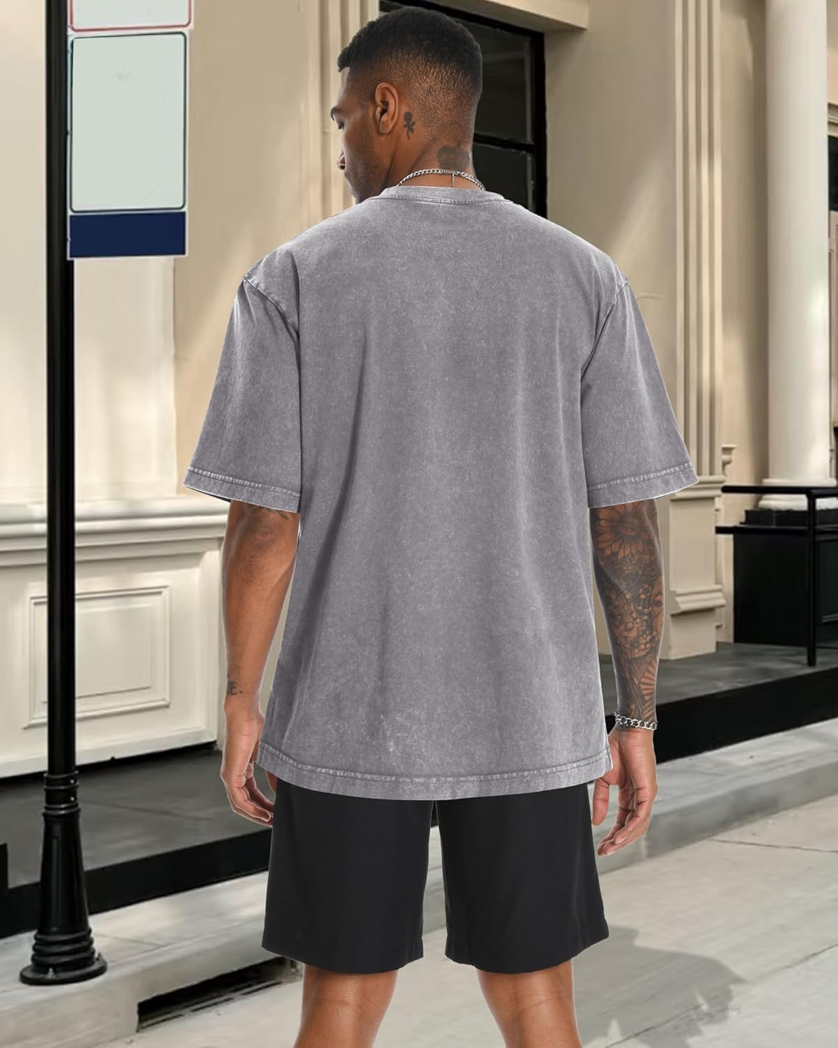 Oversized Tshirt for Men Short Sleeve Vintage Washed Cotton Basic Loose Tee 2026