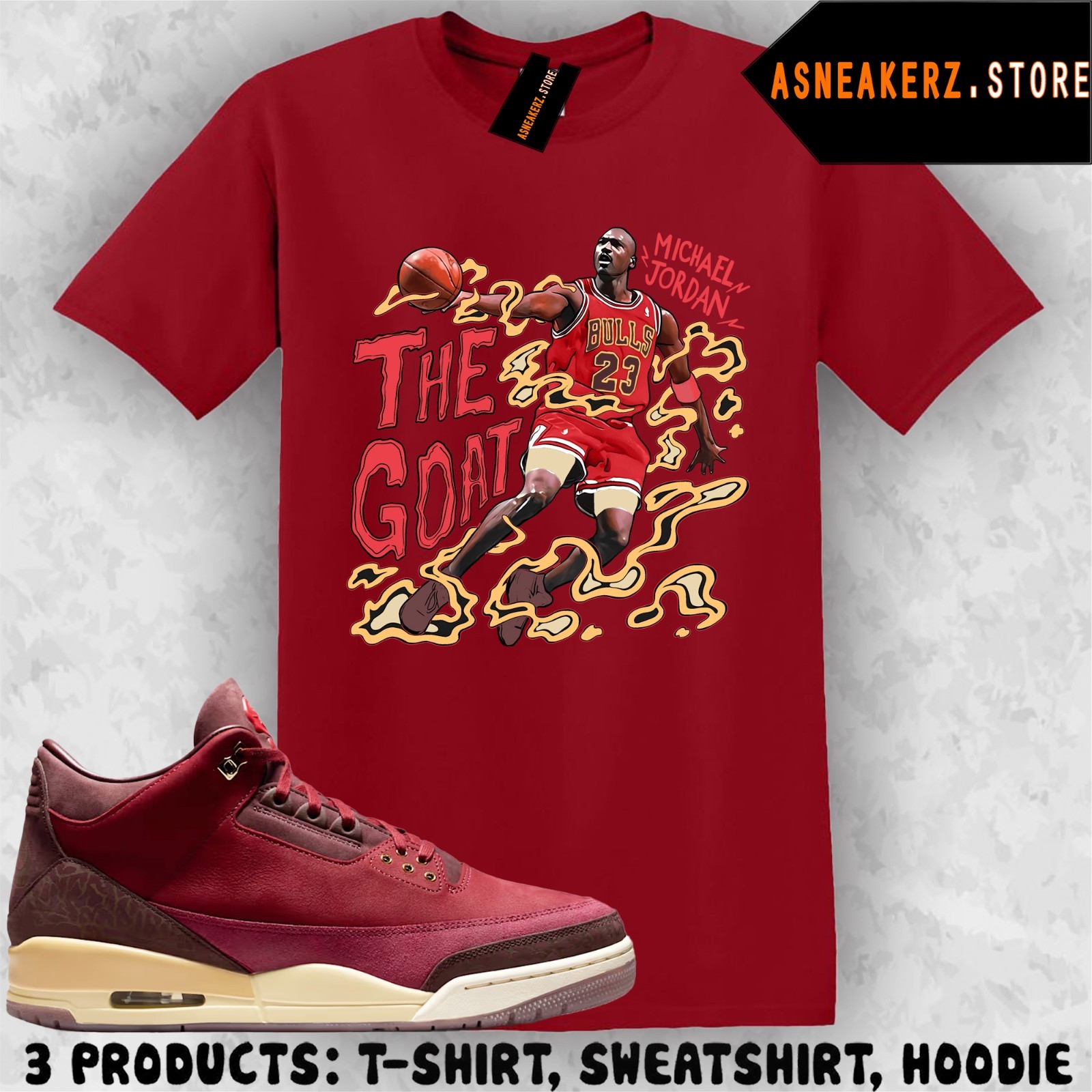 Shirt To Match AJ 3 Bin23 Bin 23 2026 Sneaker Matching Tee The Goat MJ T-Shirt