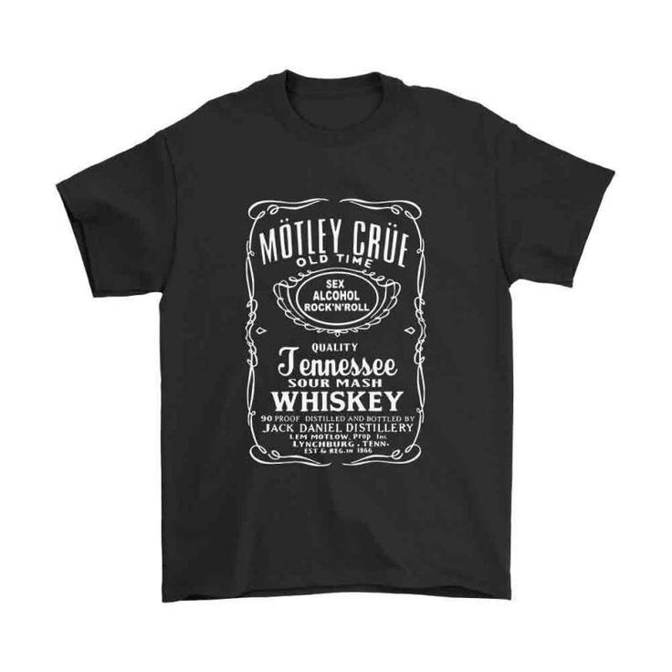Motley Crue Jack Daniels Style Logo T Shirt, Heavy Cotton T-shirt, SIze S-5XL