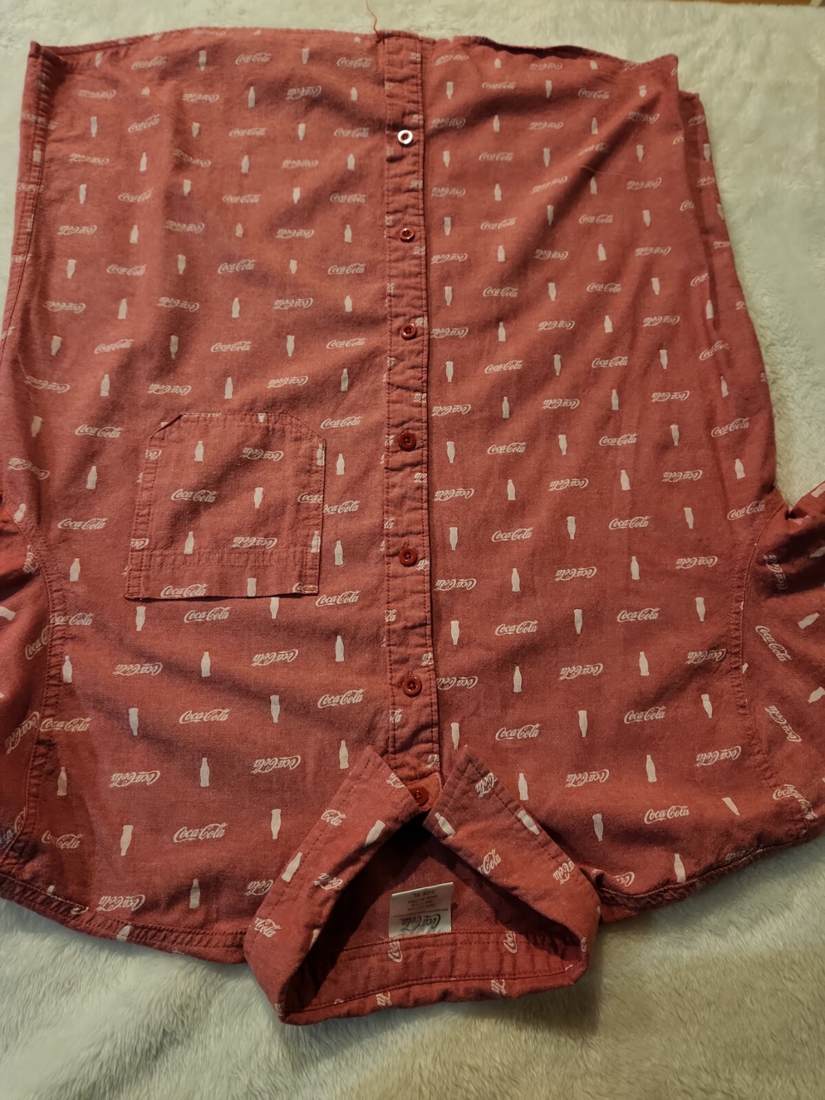 Coca Cola Print Red Shirt Size Xl Sz Lg button front Unisex Memorabilia