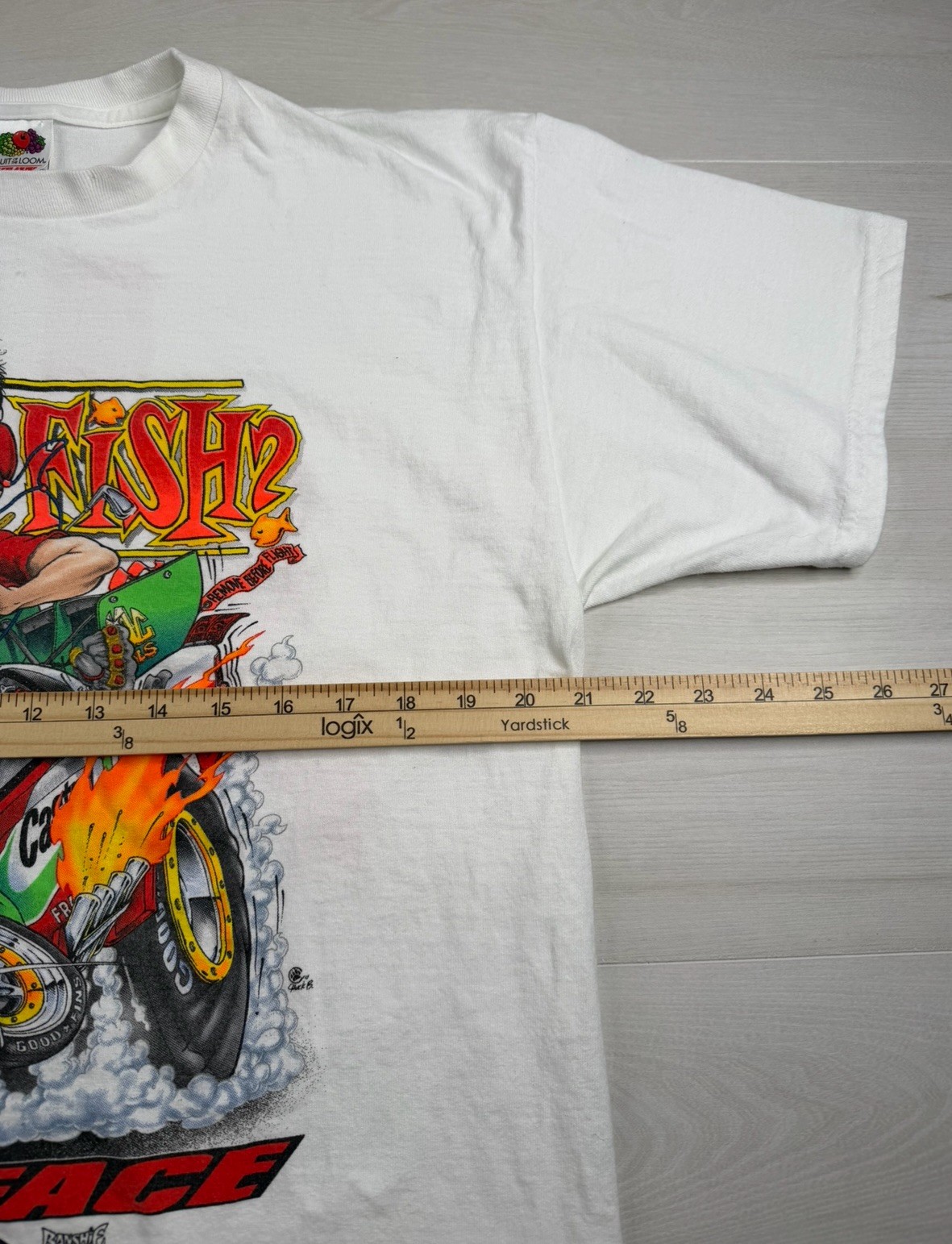 Vtg NHRA Shirt U Seen Fish John Force Caricature Drag Racing Cartoon 90s Mens XL