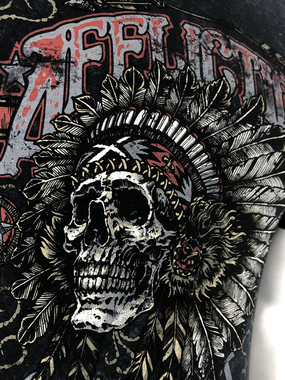 AFFLICTION Men’s T-shirt AC IROQUOIS BLACK LAVA Biker Skull Tattoo MMA S-4XL
