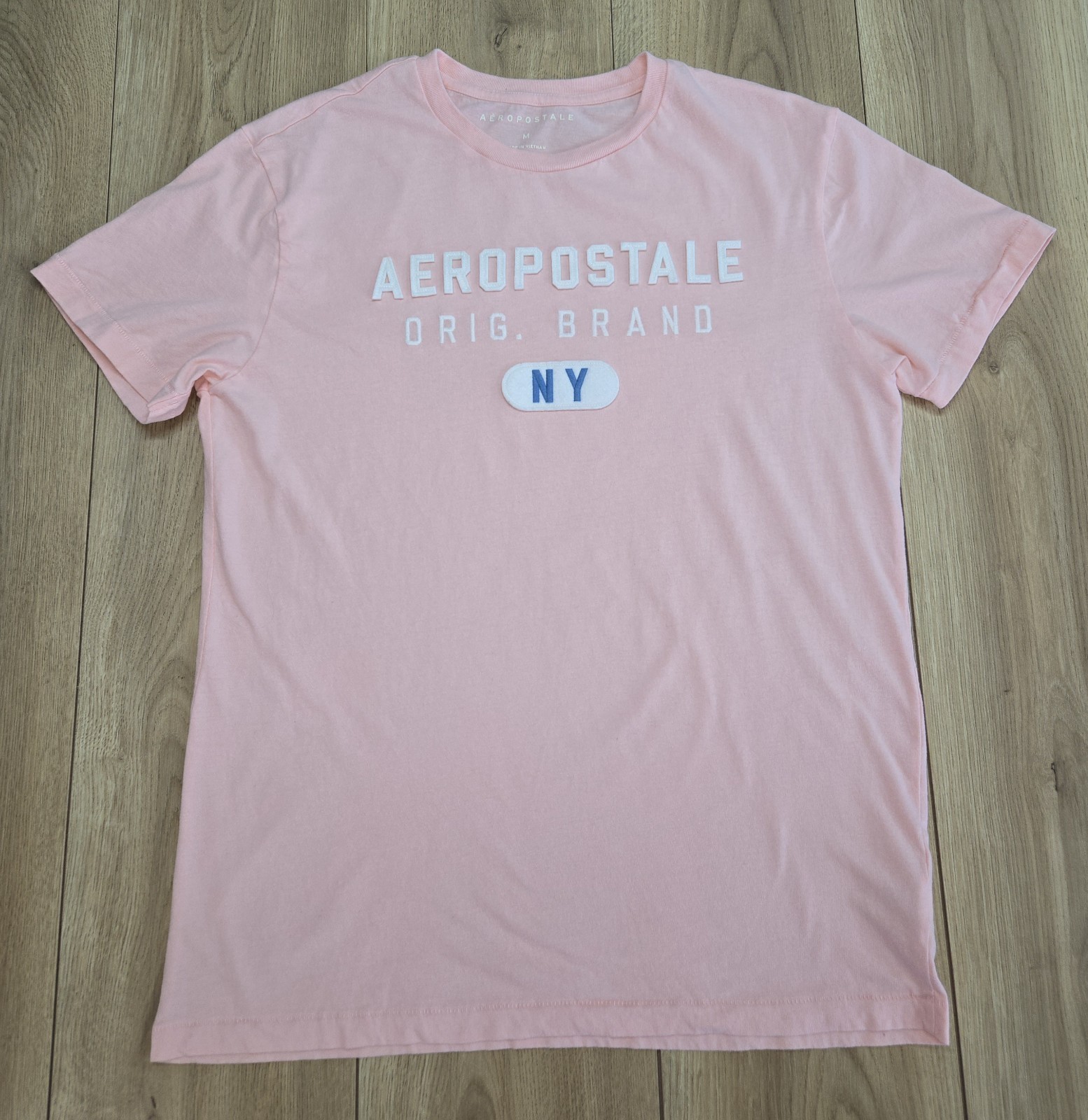 Aeropostale Appliqué Logo T-Shirt Mens Sz Medium, Pink, Soft Feel, Lightweight