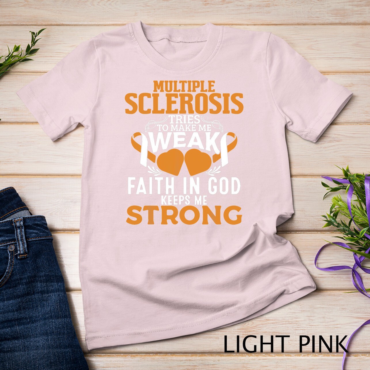 Multiple Sclerosis Awareness Orange Ribbon Women Kid Unisex T-shirt