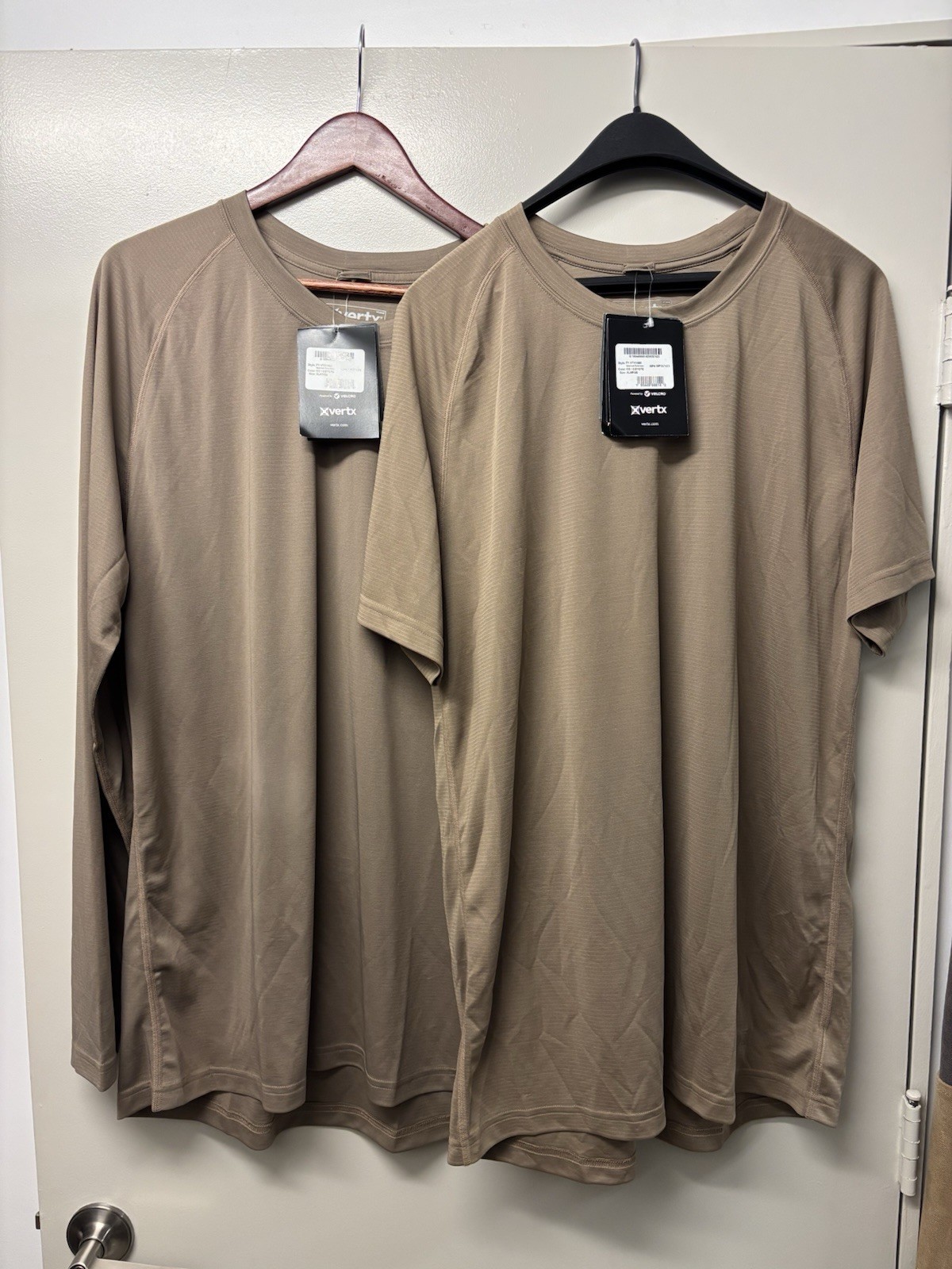 New Lot of 2 Vertx VaporCore Performance Shirts XL Coyote Long & Short Sleeve