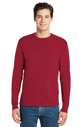 Hanes XL 5586 Unisex Long Sleeve T Shirt Stylish Authentic Deep Red 100% Cotton