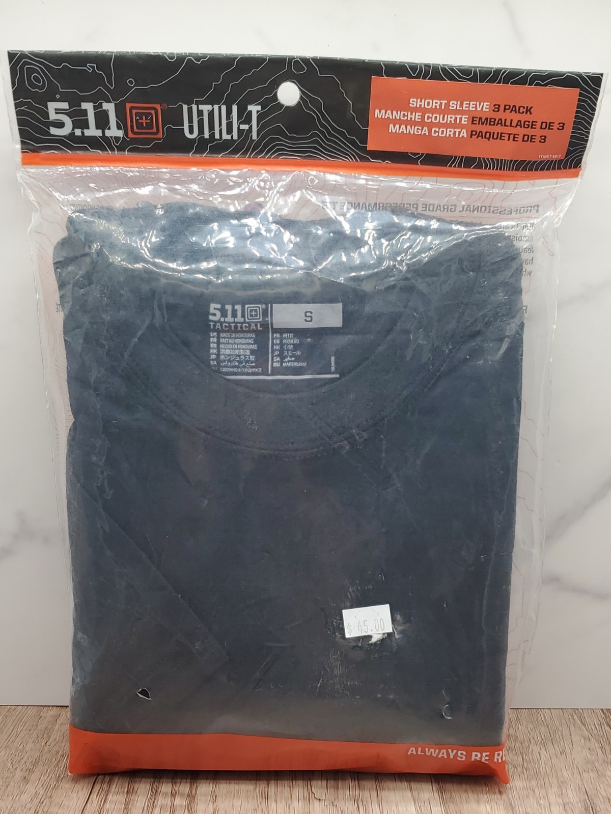 5.11 Tactical Utili-T Crew Mens Small Shirt 3 Pack Black Moisture Wicking 40016