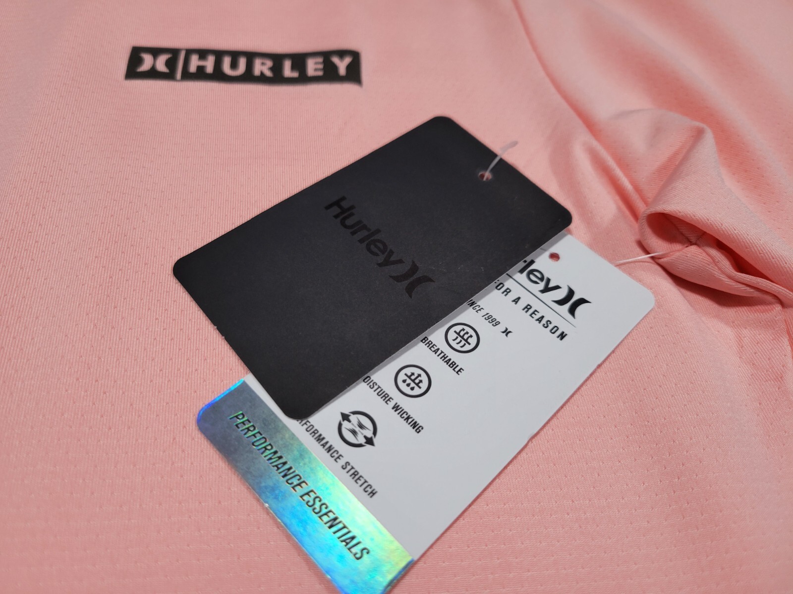 Hurley Mens Performance Essentials Block Logo Apricot Blush Multi Sports Shirt