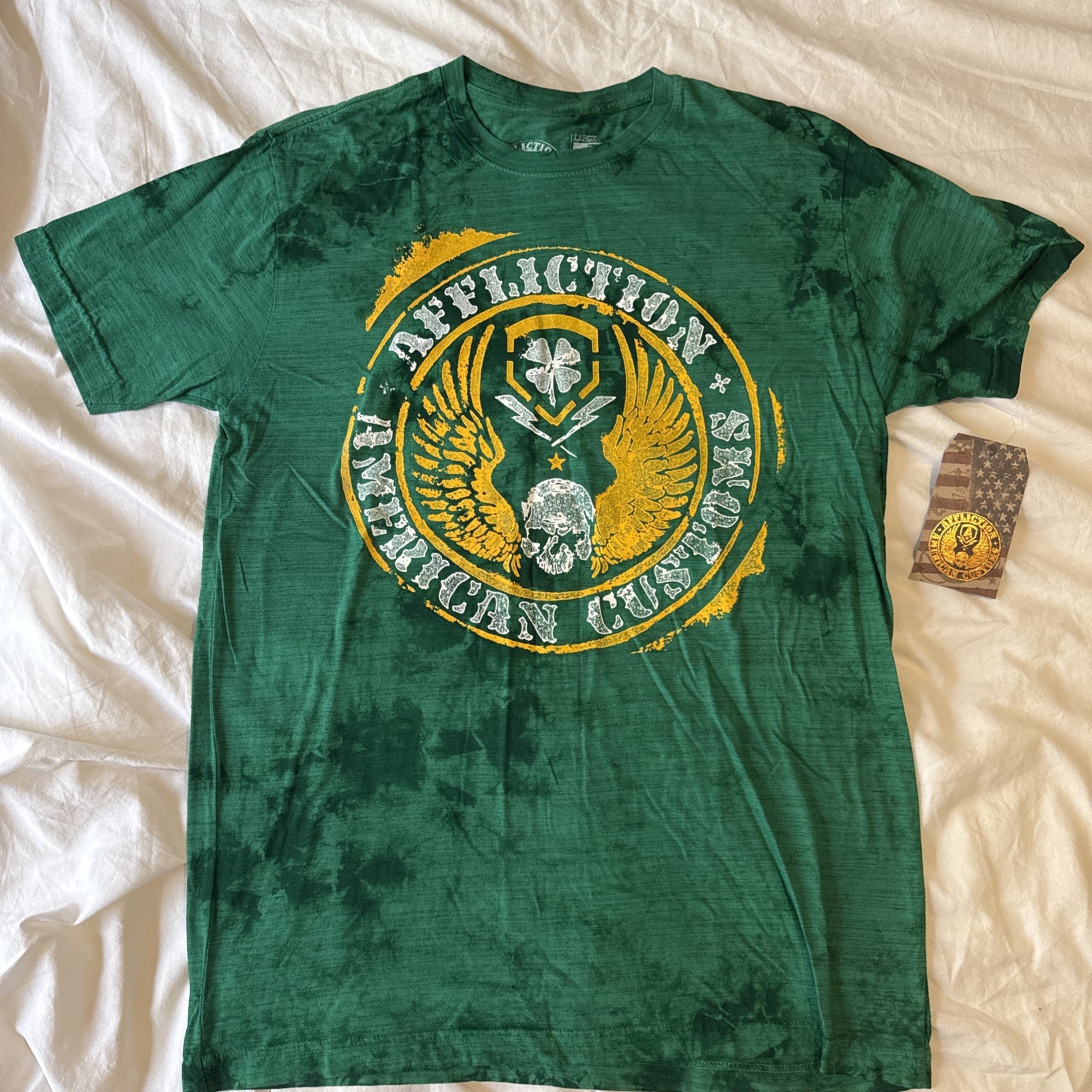 Affliction Mens T-shirt AC Shamrock Size L