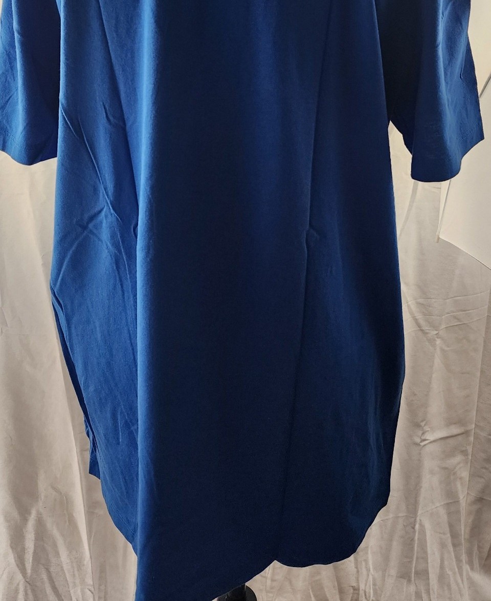 Express Blue & Pink Floral Embroidered T-Shirt Large Pima Cotton