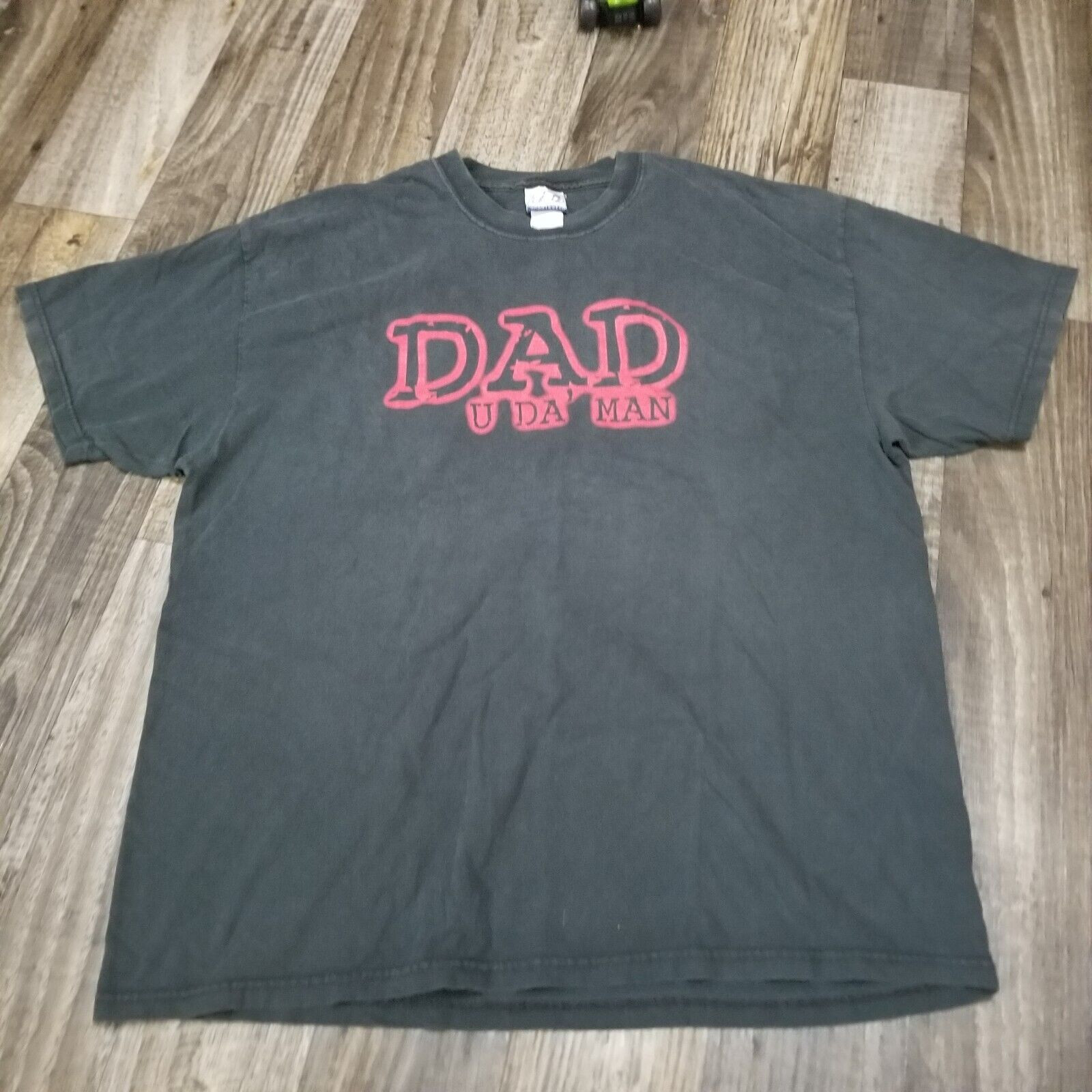 Vintage Nicely Faded Dad You Da Man XL T-Shirt Black Red Words Y2k 90s Tsi