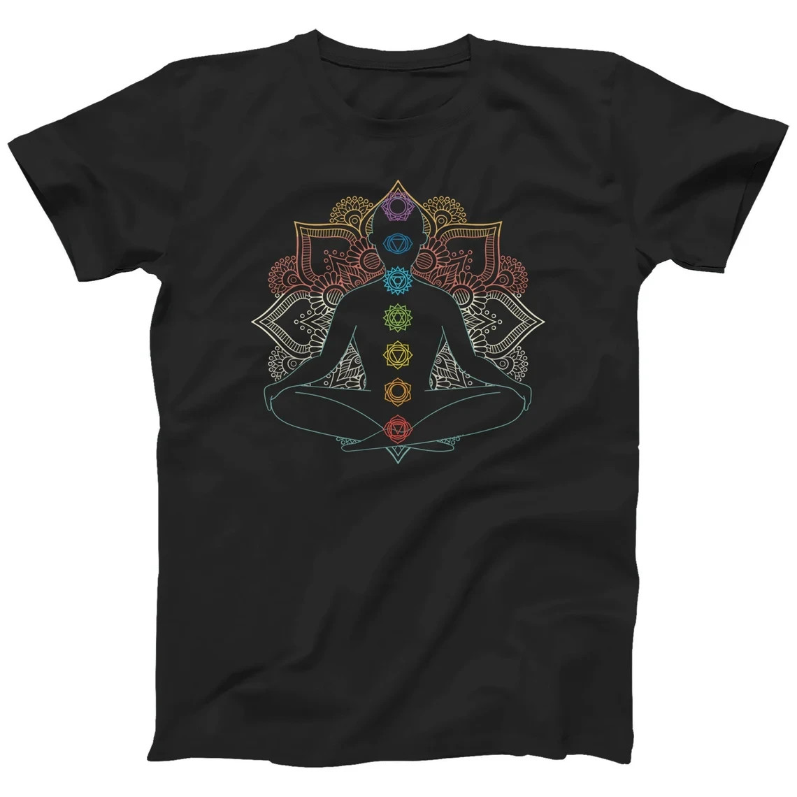 Spiritual Mandala T-Shirt Seven Chakras Zen Meditation Yoga Graphic Tee