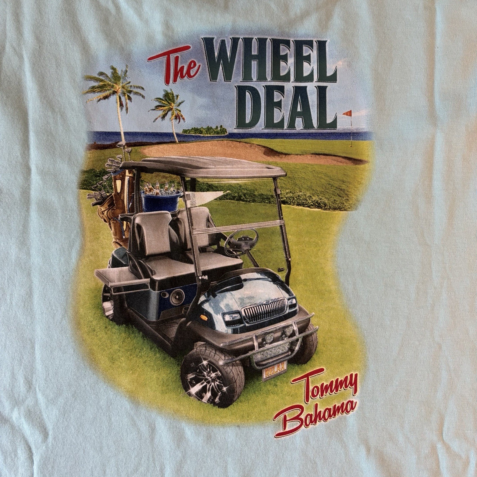 Tommy Bahama Wheel Deal Tee NWT XXL Golf Cart Sea Sprite Blue Pocket