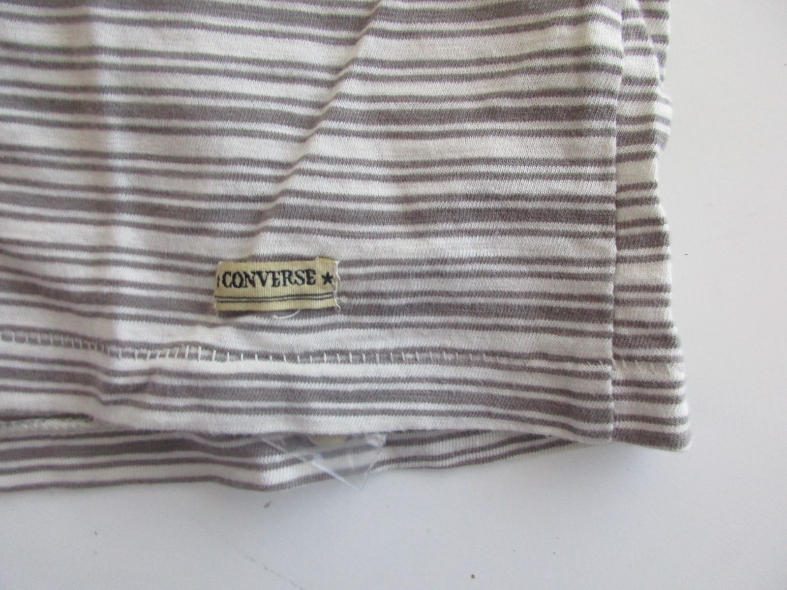 Converse Black Canvas Cotton Stripe Short Sleeve Men Henley T-Shirt L (G) U22.G9