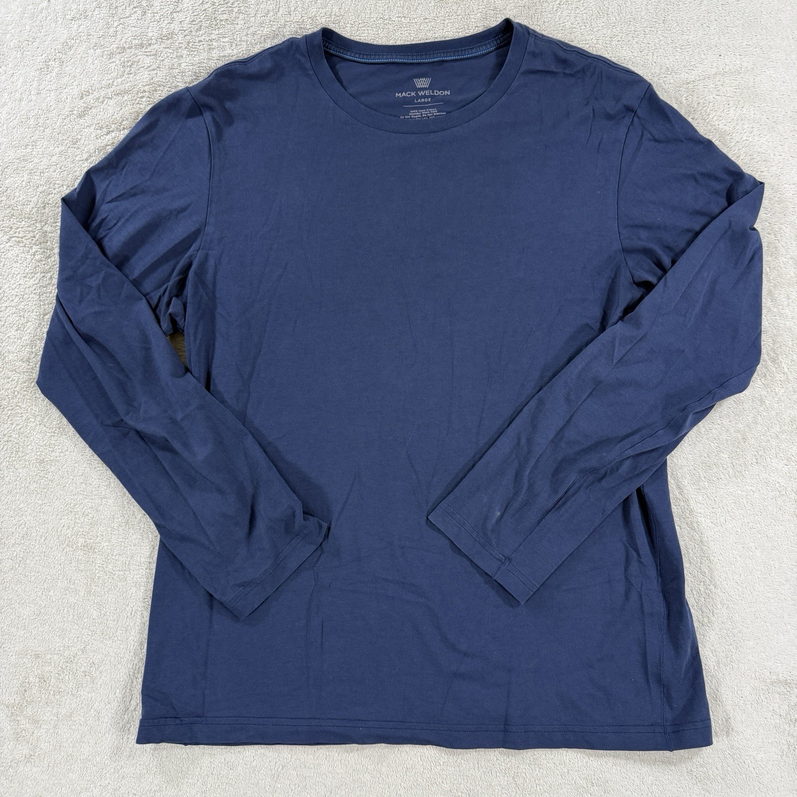 Mack Weldon Shirt Men Large Blue Long Sleeve Pullover Stretch Comfort