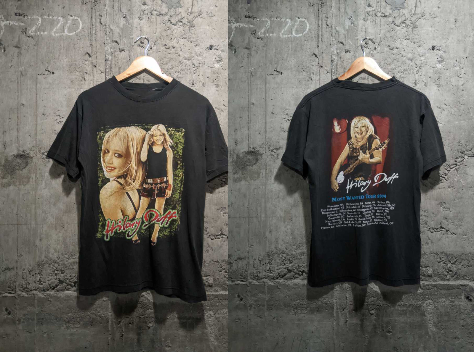 2 Sides 2005 Hilary Duff most wanted Tour Black S-5XL T shirt Reprint TH01