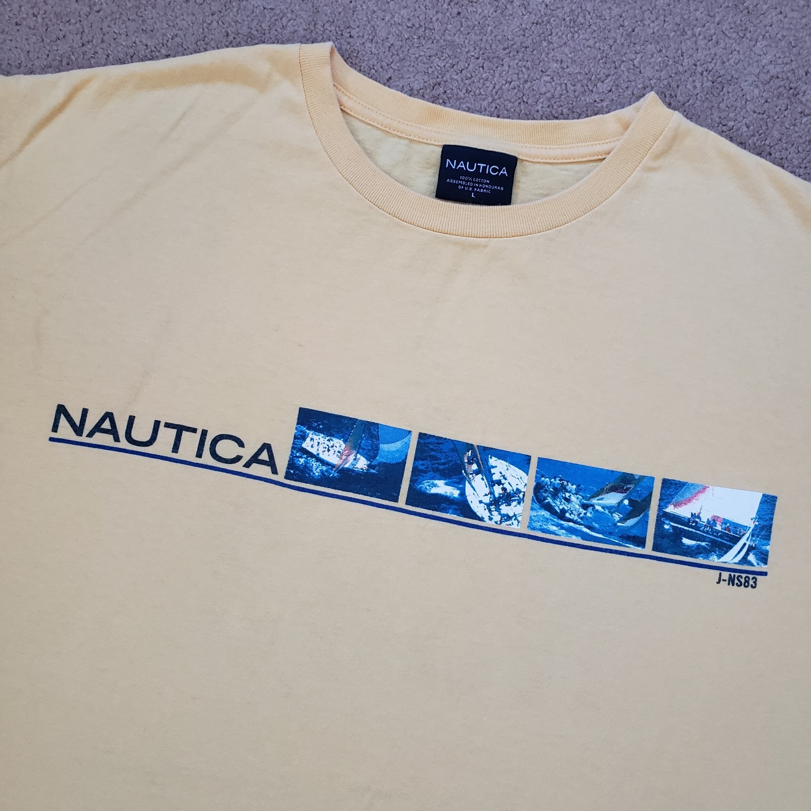 Lot Of 2 Vintage Y2K Nautica Sailing Sz Large Mens T-Shirts Red Yellow NS83