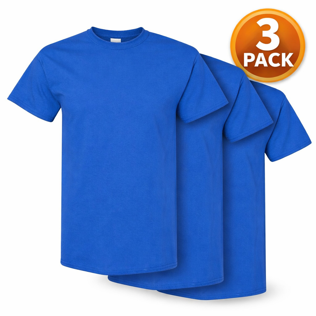 Pack of 3 Gildan G500 Mens Short Sleeve Heavy Cotton Size: Medium Blank T-Shirts