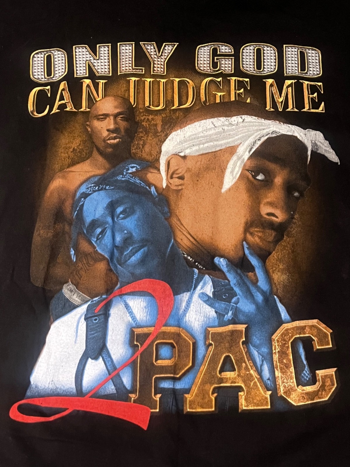 🔥Tupac Vintage Rare T-Shirt. Gemrock. Rap. Blood Red 2 on Front.