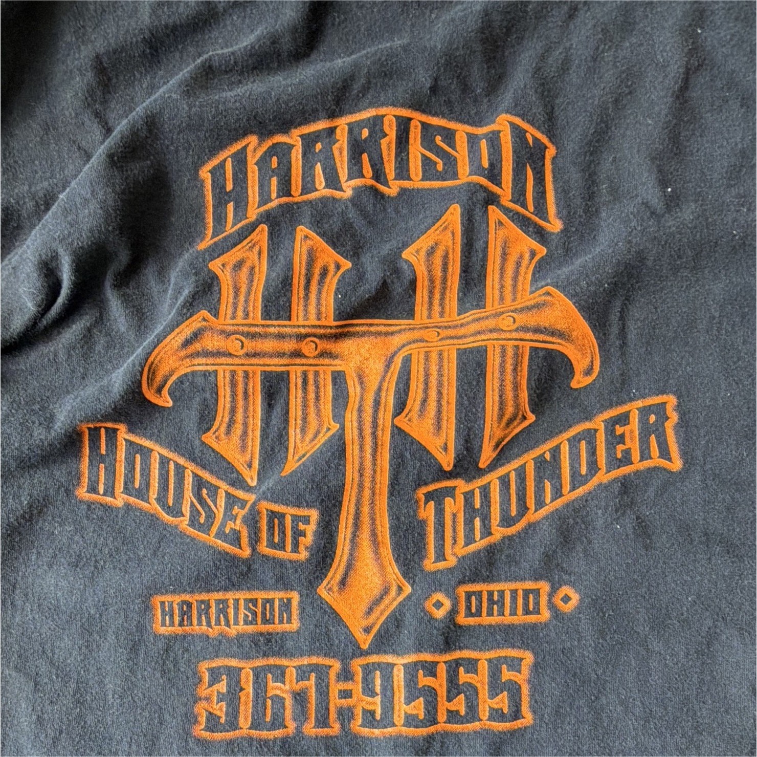 Harrison House of Thunder -Men’s 2XL Black/Orange -LS -Tee- Harrison Ohio