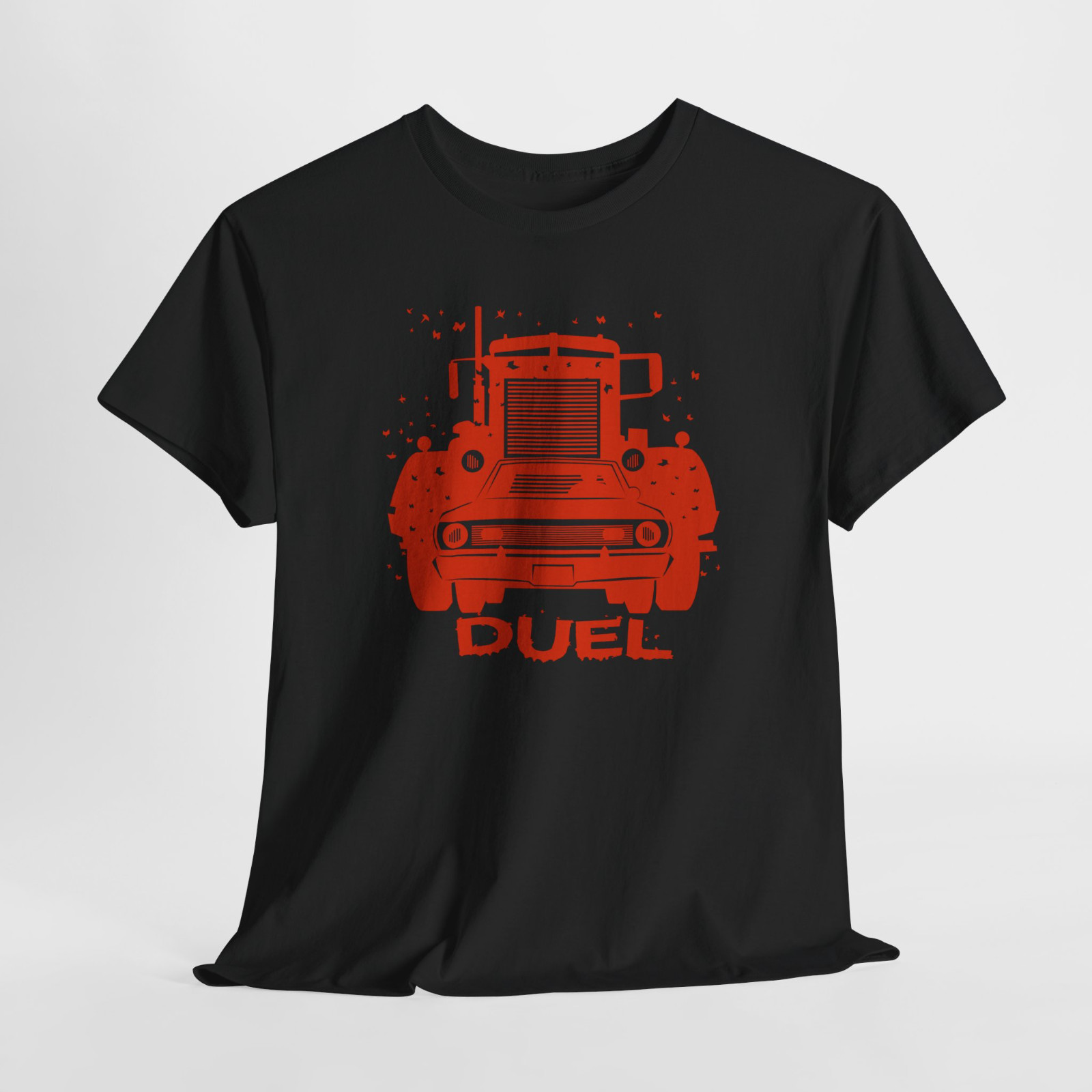 Road Duel T-Shirt, Car vs Killer Truck Vintage Road Chase Tee for Cult Film Fans