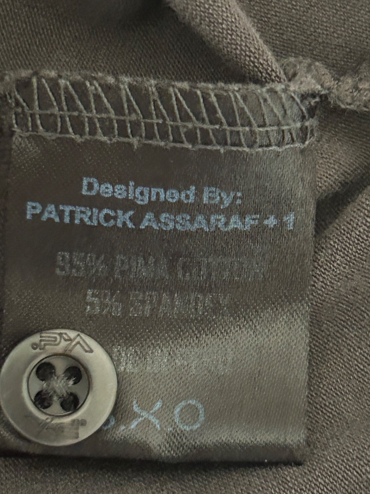 Patrick Assaraf Mens XXL Henley Shirt Vintage Sage Khaki Grey Pima Cotton
