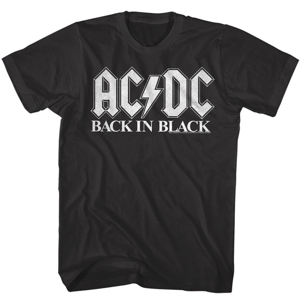 ACDC Back In Black Song List 1980 Concert Men’s T Shirt Band Music Merch