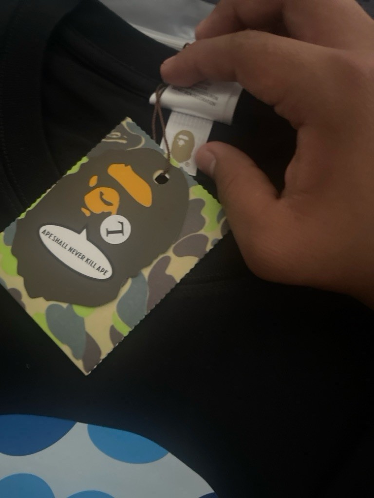 A Bathing Ape BAPE Black Blue Camo Big Ape Head Graphic Tee Men’s L