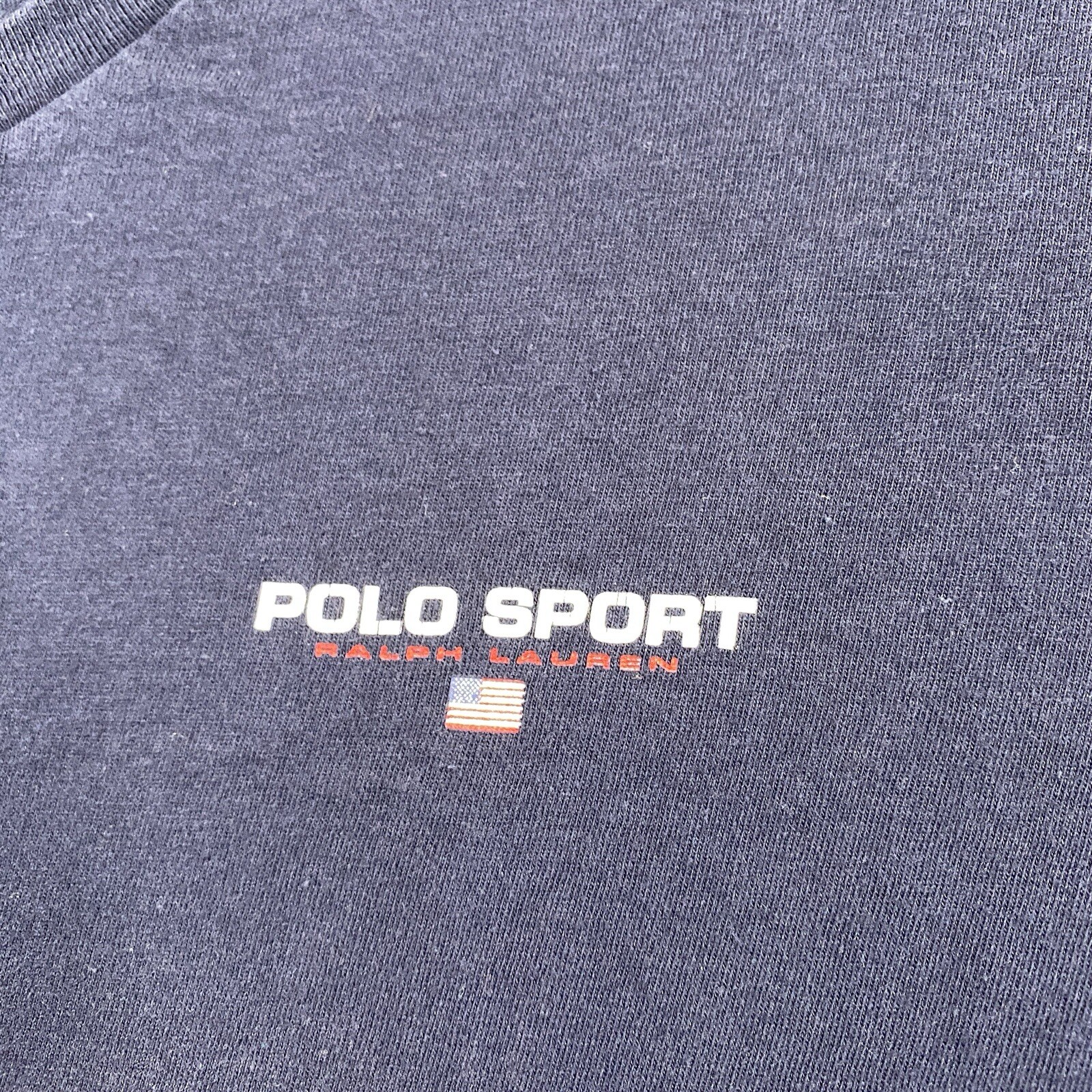 Polo Sport Ralph Lauren Shirt Mens Large V-Neck Cotton Navy Blue Preppy Casual